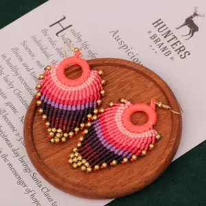 Style 4 (with the Same Earrings for Sale)-Rose Woven Earrings