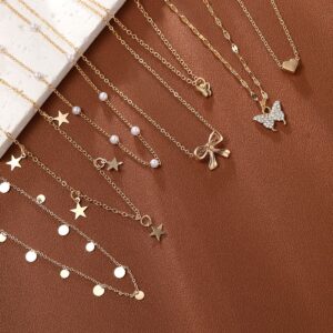 Wholesale New semi-managed cross-border European and American style fashion bow love pearl necklace 7-piece set niche design female