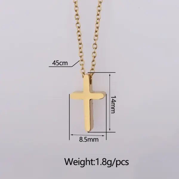 PVD Coated 18K Gold Real Gold Plated Cross Customization Laser Engraving 304 Stainless Steel Lady Shiny Waterproof Non Tarnish 304 Stainless Steel Pendant Necklace