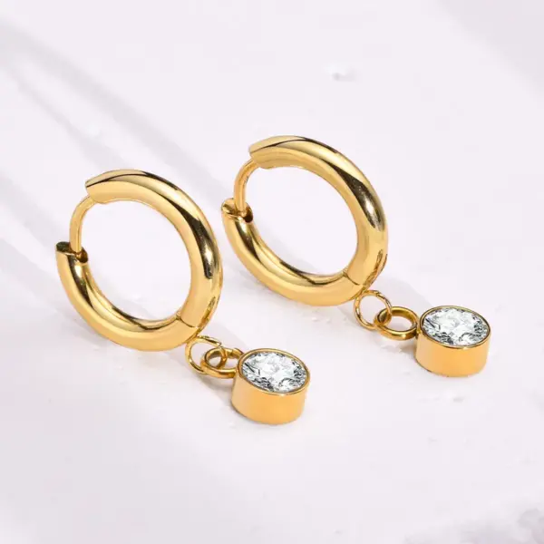 Wholesale PVD Coated Gold Plated Geometric 201 Stainless Steel Vintage Style Simple Style Waterproof Non Tarnish 304 Stainless Steel Earrings