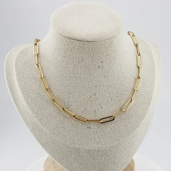 Wholesale Rack Plated Long-Lasting Plated Vacuum Plating Gold Plated Paper Clip 304 Stainless Steel Simple Style 304 Stainless Steel Necklace