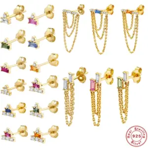 1 Piece 925 Sterling Silver Geometric Earrings