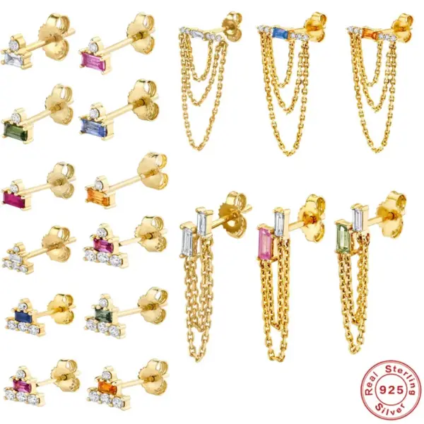 1 Piece 925 Sterling Silver Geometric Earrings