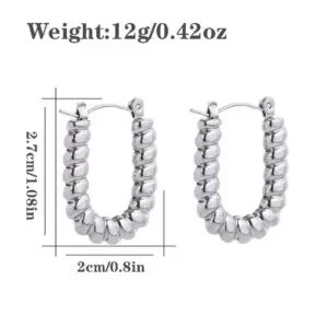 Twist U-Shaped Earrings White Gold Color 1