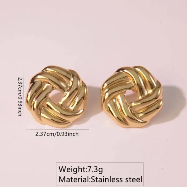 1 Pair French Style Classic Style Geometric Round Hollow Out 304 Stainless Steel Imitation Gold Electroplating Ear Studs