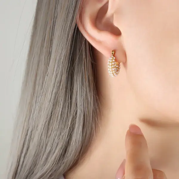 PVD Coated Real Gold Plated 18K Gold U Shape 304 Stainless Steel Elegant Baroque Style Waterproof Non Tarnish Earrings