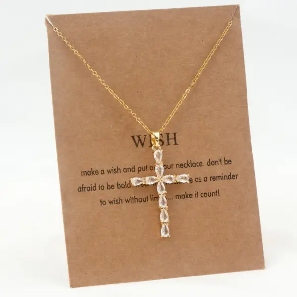 1 Piece Vintage Style Cross Stainless Steel Inlay Diamond Pendant Necklace