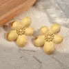 Wholesale Electroplating Golden Plated Sunflower Leaves Flower 304 Stainless Steel Casual Simple Style Polishing Plating Earrings