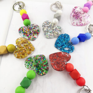 Wholesale Magic Acrylic Love Silicone Beaded Keychain Bag Key Pendant