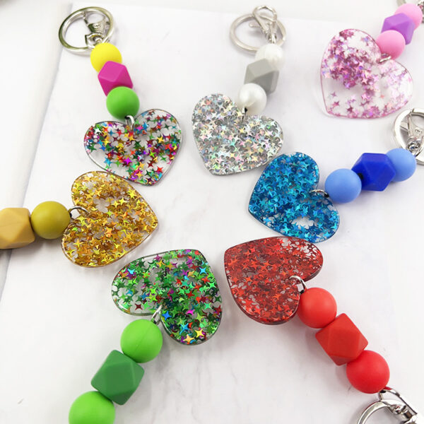 Wholesale Magic Acrylic Love Silicone Beaded Keychain Bag Key Pendant