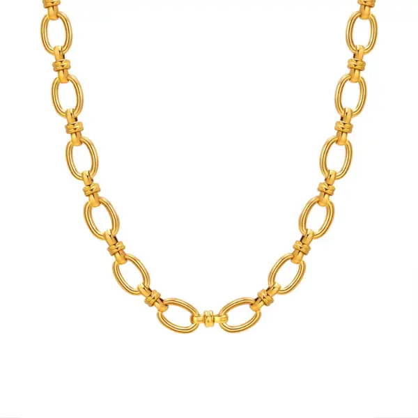 Wholesale PVD Coated Real Gold Plated 18K Solid Color 201 Stainless Steel Simple Style Classic IG Waterproof Non Tarnish Necklace