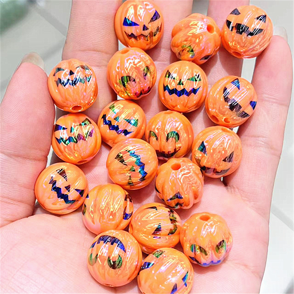Wholesale 16Mmuv Color-Plated Variety of Pumpkin Ghost Horror Loose Beads DIY Beaded Pen Mobile Phone Chain Car Hanging Etc