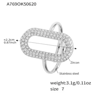 A769-Steel Ring Zircon Ring / 7