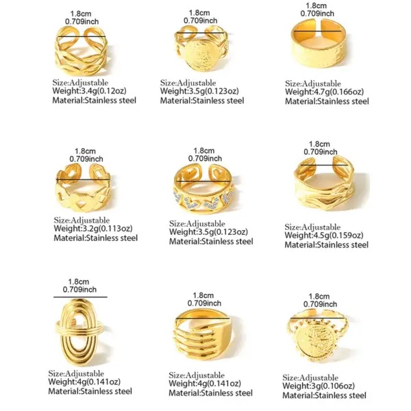 Wholesale Jewelry Vacation Simple Style Solid Color 304 Stainless Steel Plating Open Rings