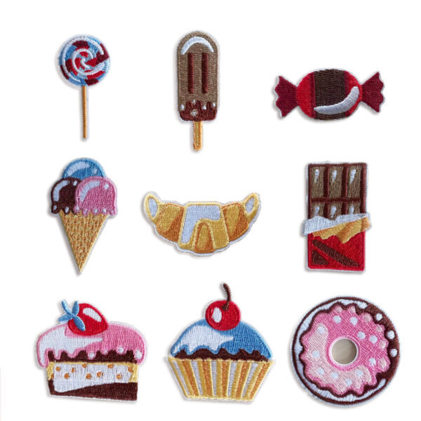 Wholesale Computer Embroidered Ice Cream Cake Embroidered Cloth Stickers Self-adhesive Clothing Accessories Candy Stickers Clothes Patch Stickers
