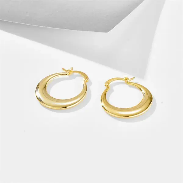 Wholesale 1 Pair Retro Geometric Plating Copper 14K Gold Plated Hoop Earrings