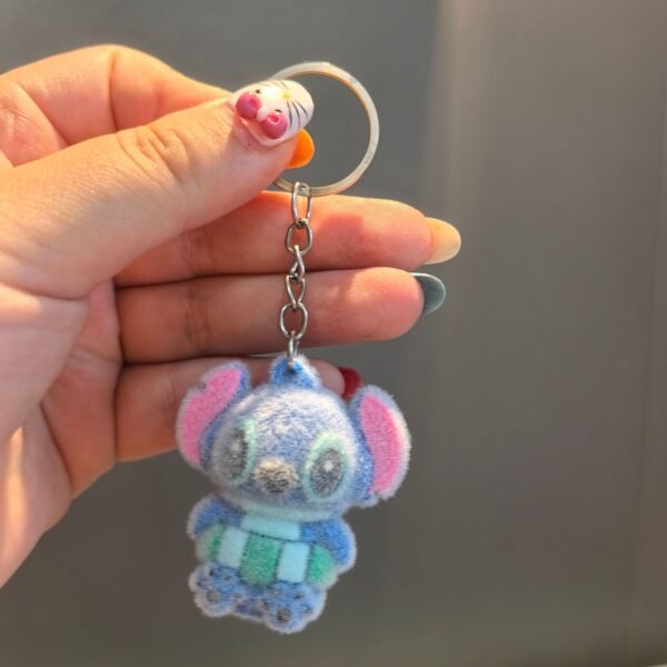 Wholesale Cartoon Stitch Keychain Pendant Three-Dimensional Flocking Bear Doll Car Keychain Bag Pendant Small Gift
