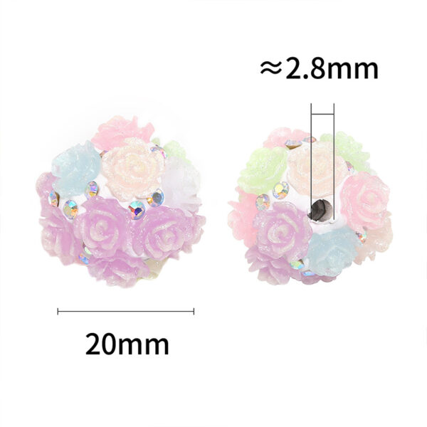 Wholesale Luminous Fine Flash Simulation Rose Ceramic Mud Beads Heavy Industry Camellia Diamond Ball Beads DIY Mobile Phone Chain Beaded Accessories