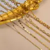 201 Stainless Steel Solid Color PVD Coated 18K Gold Plated Real Gold Plated Simple Style Waterproof Non Tarnish Patchwork Cable Chain Necklace