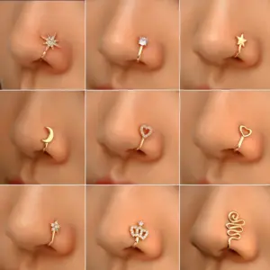 Fashion Star Moon Crown Copper Plating Zircon Nasal Splint 1 Piece Nose Pin
