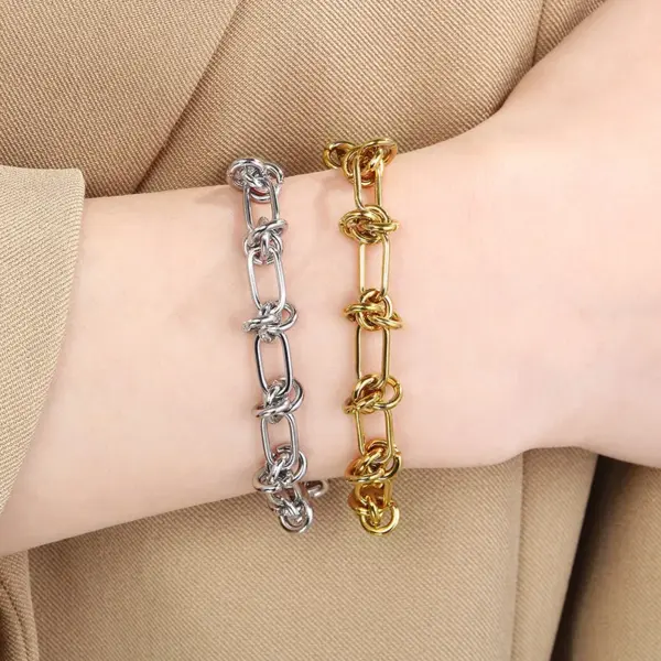 Ion Plating (IP) 18K Gold Plated Solid Color 304 Stainless Steel Vacation Simple Style Waterproof Non Tarnish 304 Stainless Steel Bracelets