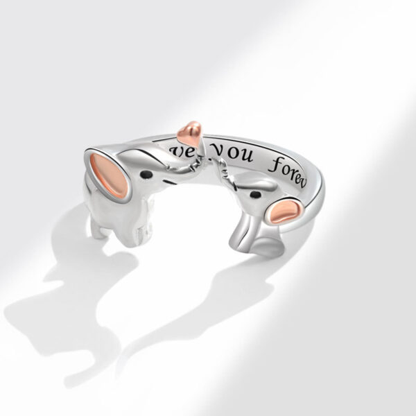 Wholesale Amazon New Mother's Day Two-color Elephant Opening Ring Ethnic Auspicious Mother and Son Two-color Family Ring