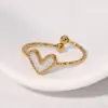 Wholesale PVD Coated Real Gold Plated 18K Gold Heart Shape 304 Stainless Steel Cute Vintage Style Waterproof Non Tarnish Open Rings