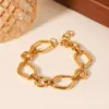 Wholesale 304 Stainless Steel Irregular Geometric PVD Coated 18K Real Gold Plated IG Style Casual Elegant Waterproof Non Tarnish Irregular Handmade Chain Lobster Trigger Clasp Closure Gold Chain Bracelet