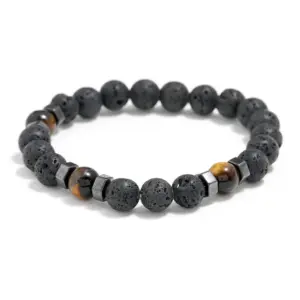 Wholesale Simple Style Geometric Volcanic Rock No Inlaid Beaded Chain Bracelets In Bulk