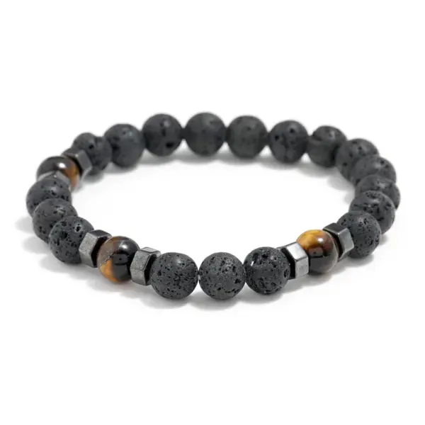 Wholesale Simple Style Geometric Volcanic Rock No Inlaid Beaded Chain Bracelets In Bulk