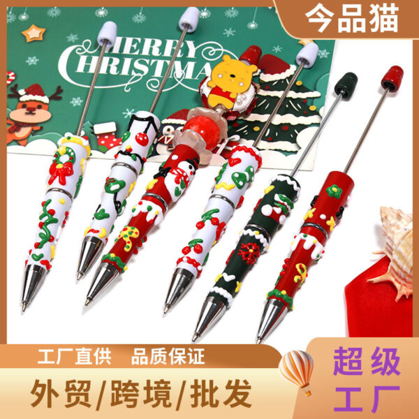 Wholesale Santa Claus Painted Beaded Pen