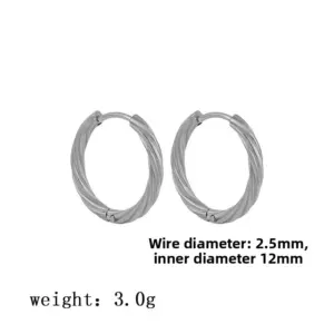 【XKE0096】Plum Blossom Twist Earrings / Steel Color