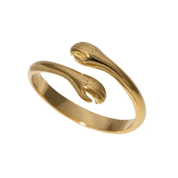 Wholesale PVD Coated Real Gold Plated 18K Gold Solid Color 304 Stainless Steel Simple Style Waterproof Non Tarnish Open Rings