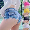 Wholesale New Korean Style Ultra-Low Waist Denim Shorts Hot Pants Bar Hottie Women's Sexy Ripped Jeans
