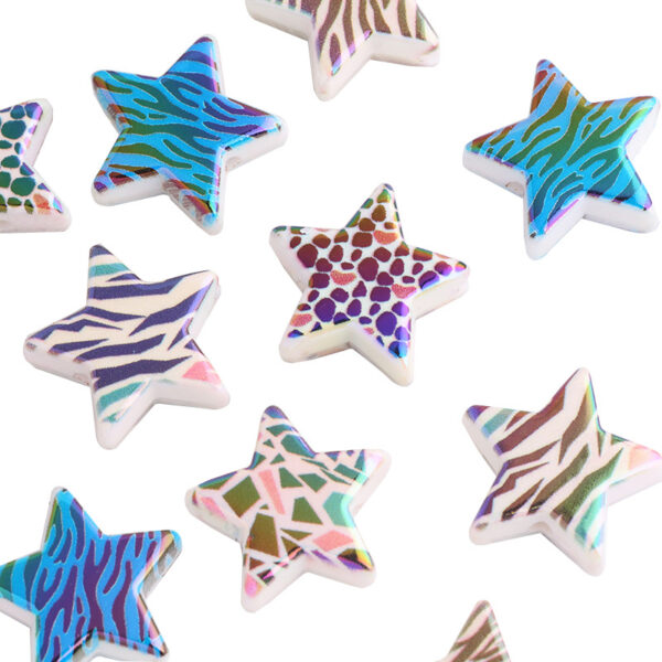 oly-deacf3bf56c3aa765f93caf08bd5c6b7 Wholesale retro-style color-blocked five-inted star straight hole loose bead DIY mobile phone chain, key chain, bag chain