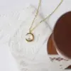 Wholesale PVD Coated Real Gold Plated Moon Titanium Steel Fashion Waterproof Non Tarnish Pendant Necklace