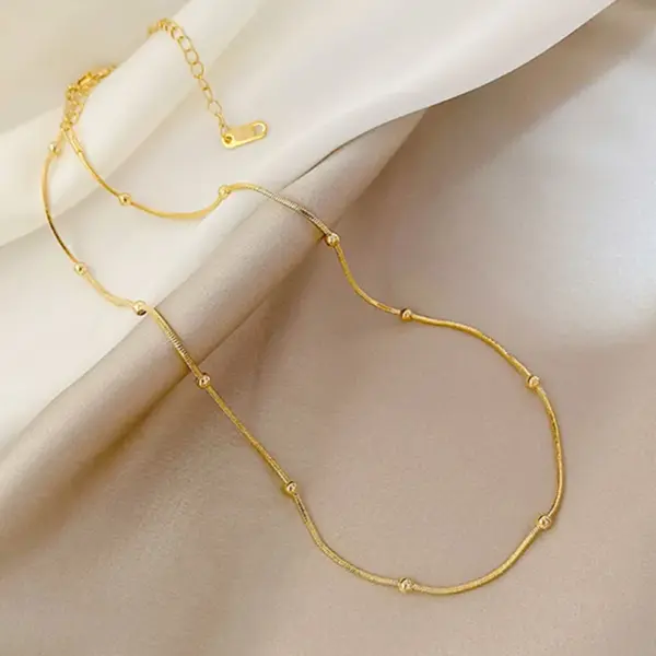 Real Gold Plated Solid Color 304 Stainless Steel Fashion Waterproof Non Tarnish Necklace