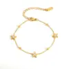 Wholesale Ins Style 304 Stainless Steel Four-Leaf Clover Heart Inlaid Diamond Starfish Evil Eye Minimalist Style Light Luxury Vacuum Electroplated 18K Real Gold Bracelet