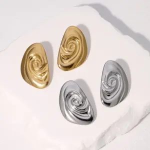 PVD Coated Real Gold Plated 18K Gold Conch 304 Stainless Steel Vintage Style Modern Style Simple Style Waterproof Non Tarnish Ear Studs