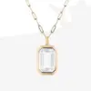 Wholesale Jewelry Vintage Style Square 304 Stainless Steel Zircon 18K Gold Plated Plating Inlay Stainless Steel Necklaces