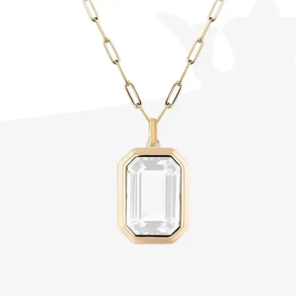 Wholesale Jewelry Vintage Style Square 304 Stainless Steel Zircon 18K Gold Plated Plating Inlay Stainless Steel Necklaces