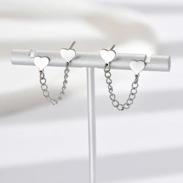 PVD Coated Real Gold Plated 14K Gold Rose Gold Plated Heart Shape 304 Stainless Steel Simple Style Waterproof Non Tarnish Earrings