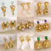 Wholesale Hot-Selling Green Zircon Earrings Plated With 18K Gold Stainless Steel Flower Bow Pendant Stud Earrings Jewelry Accessories For Women