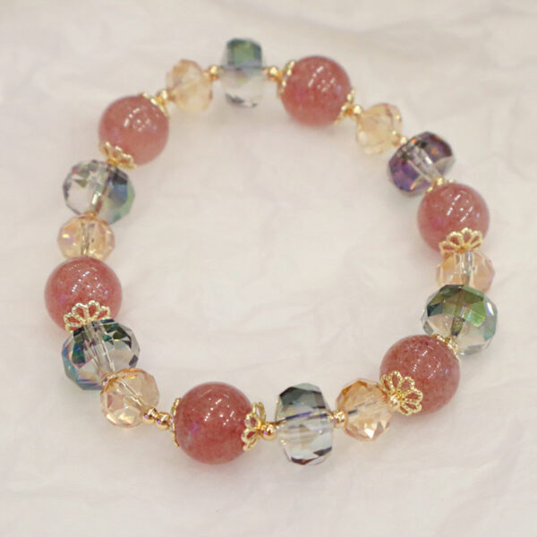 Wholesale Colorful Girl's Light Luxury New Glaze Imitation Strawberry Crystal Bracelet Beaded Bracelet Women's Mori Style Fashionable Simple