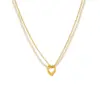 Wholesale PVD Coated 18K Gold Plated Heart Shape 304 Stainless Steel Vintage Style French Style Waterproof Non Tarnish 304 Stainless Steel Pendant Necklace