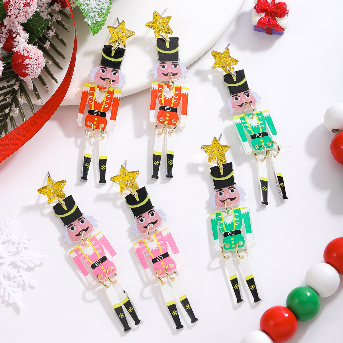 Wholesale Christmas Series Nutcracker Soldier Private Soldier Earrings