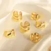 Wholesale Elegant Retro Geometric Copper Plating 18k Gold Plated Open Rings