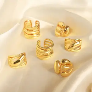 Wholesale Elegant Retro Geometric Copper Plating 18k Gold Plated Open Rings