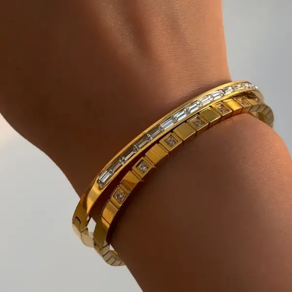 PVD Coated 18K Gold Plated Geometric 304 Stainless Steel IG Style Waterproof Non Tarnish 304 Stainless Steel Bracelets