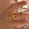 Wholesale Ion Plating (IP) 18K Gold Plated Sun 304 Stainless Steel Vintage Style Waterproof Non Tarnish Open Rings